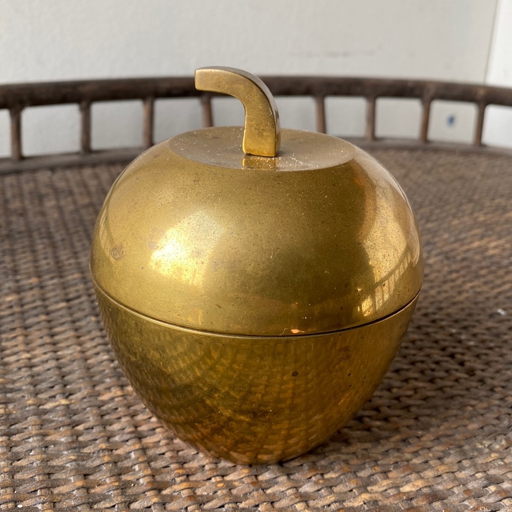 Mid Century Modern Brass apple jar
